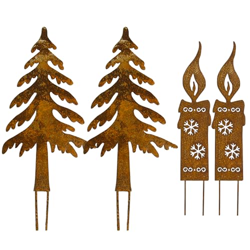 BOFUNX 4PCS Rost Weihnachtsbaum Kerzen Roststecker Gartenstecker...