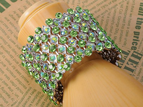 Alilang Wedding Prom Aurora Borealis Color Crystal Rhinestone Stretch Wide Open Cuff Bangle Bracelet2