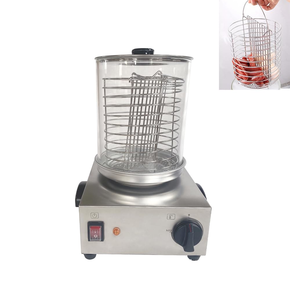 Calentador de vapor para perros calientes de 110 V, 300 W, parrilla eléctrica de salchichas, calentador de bollos de acero inoxidable, temperatura ajustable para bollos de perros calientes