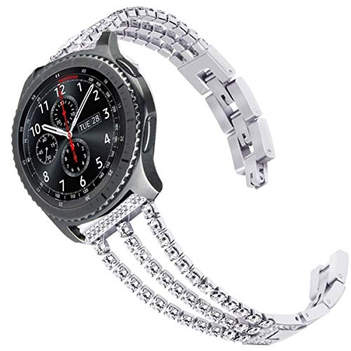 SPINYE Band Compatible for Galaxy Watch 46mm, 22mm Fashion Diamond Stainless Steel Metal Replacement Bracelet Strap for Samsung Gear S3 Frontier/ Classic / Moto 360 2nd Gen 46mm Women Men