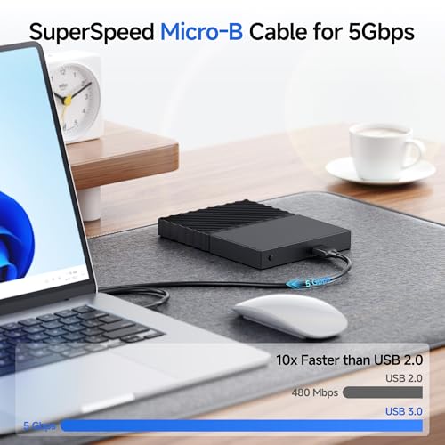 Image of Cable Matters SuperSpeed USB 3.0 Type A to Micro-B Cable 6 Feet Black /3 Feet AD