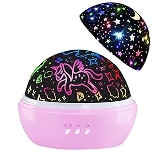 Night Light for Kids,Unicorn Night Lights for Girls,Star Projector 360 Degree Rotation – 4 LED Bulbs 16 Light Color Changing with USB Cable,Lamp Ceiling Lights for Kids Bedroom