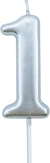 1st Birthday Candle First Year Silvery Happy Birthday Number One Candles for Cake Topper Decoration for Party Kids Adults Numeral 1 10 100 11 21 16 14 12 18 13 11 91