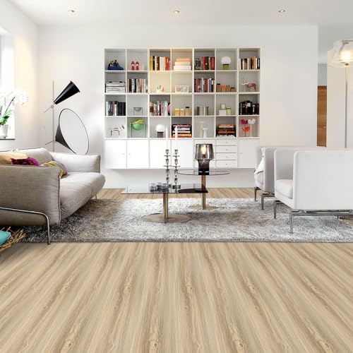 Peel and Stick Floor Tile, 10-Pack 15 Sq.Ft, Peel and Stick Flooring Waterproof and Easy to Clean, Natural Wood Grain Look Vinyl Flooring, Self Adhesive and Removable for Bathroom Kitchen - Thumbnail 5