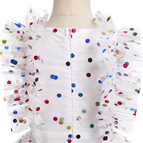 Imekis 5Th 6Th Birthday Girl Outfit: Fifth Sixth Dress For Girls Cake Smash Toddler Boho Rainbow Princess Dresses Party Pageant Gown Kids Mini Tutu Skirt Photoshoot White Confetti 5-6X, 5-6 Years #TOP4