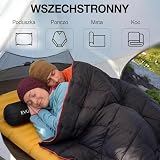 EVOCAMP Koc turystyczny 200x140 cm, ultralekki, wodoodporny, koc outdoorowy 0,68 kg, z pokrowcem, składany, idealny na kemping i aktywność na świeżym powietrzu, czarny