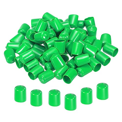 Image of MECCANIXITY 100pcs 3 /4 inch(19mm) Rubber End Caps Cover PVC Vinyl Screw Thread Protector Round Wire Shelf Caps for Screw Bolt Pipe Fence Post, Green