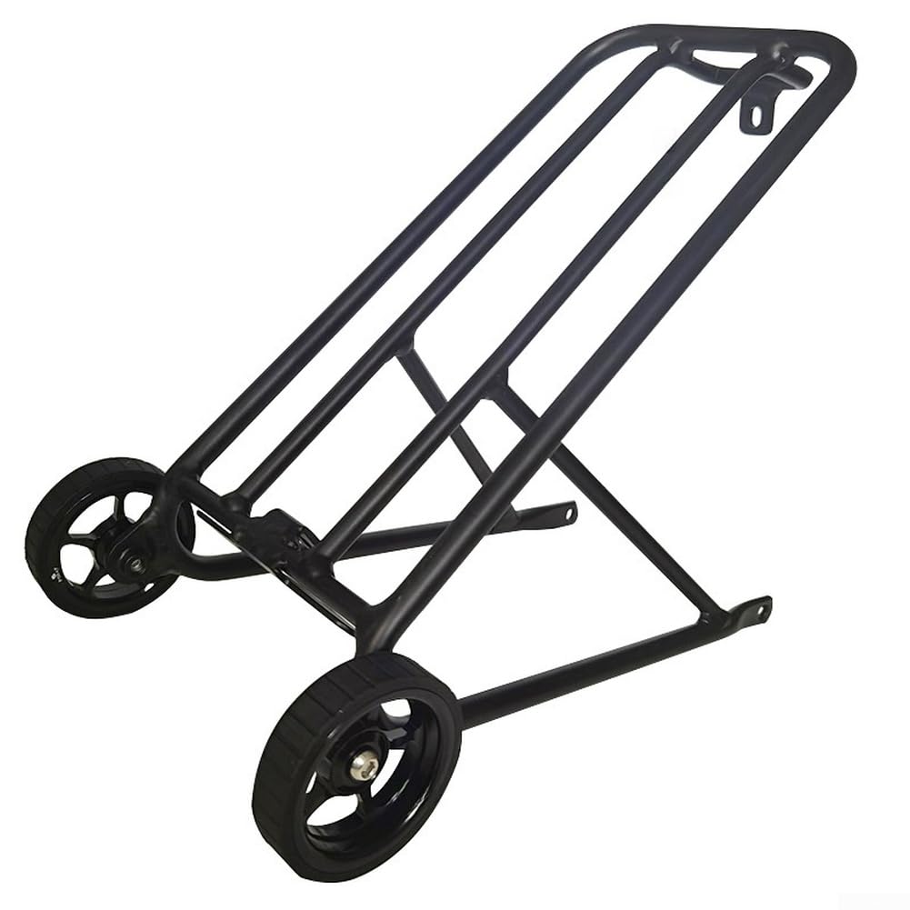 Fahrradträger aus Aluminiumlegierung, zusammenklappbar, mit einfachen Rädern, für Brompton-Reifen, Gepäckträger für Gepäckrahmen, leicht, stabil