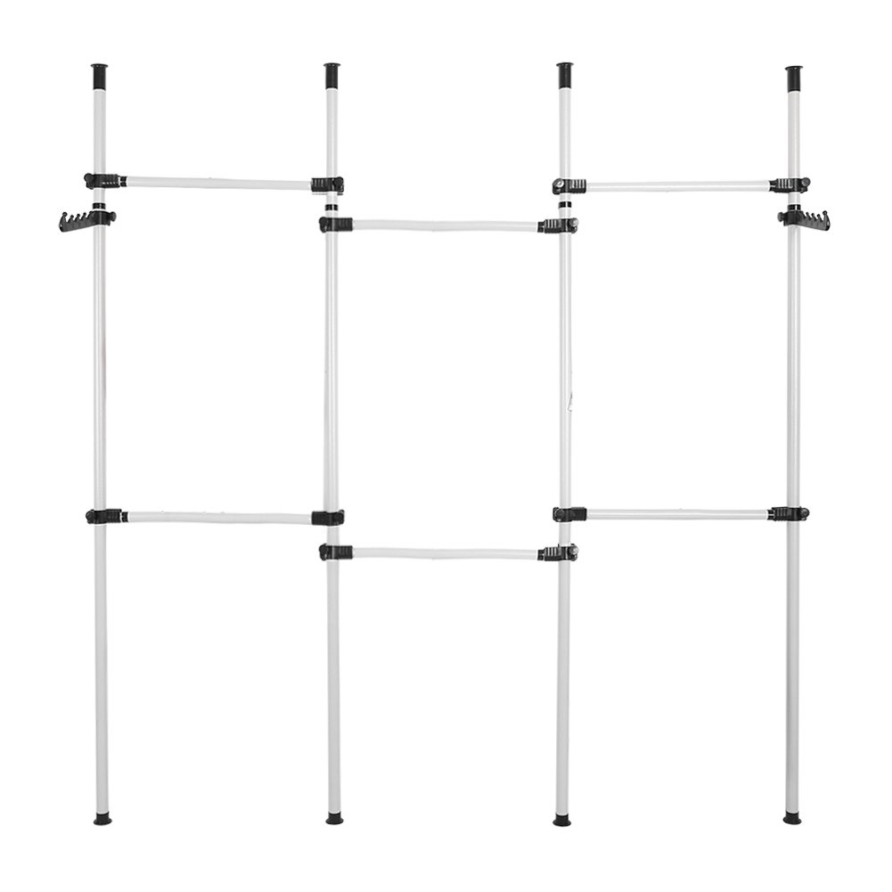 Guardaroba telescopico per cappotti e abiti, altezza e larghezza regolabili, 4 Poteux