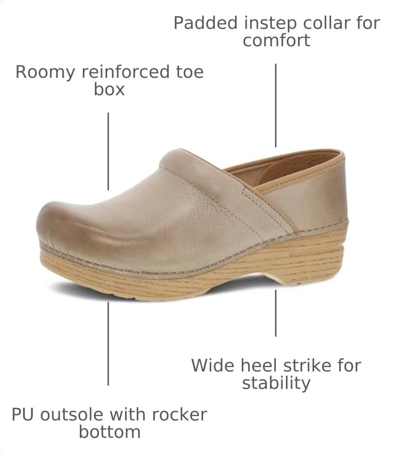 Image of Dansko Professional Slip-On Clogs for Women - Rocker Sole and Arch Support for Comfort - Ideal for Long Standing Professionals - Nursing, Veterinarians, Food Service, Healthcare Professionals