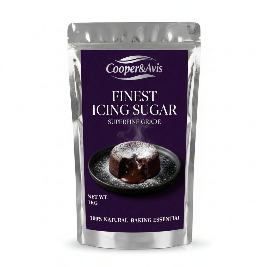 Cooper & Avis Finest Icing Sugar, 1kg, Superfine Grade, Pure Powdered Sugar for Baking, Frosting, Glazes & Confectionery