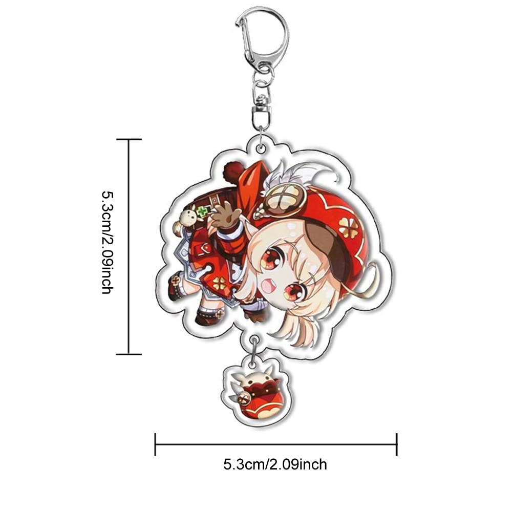 PIGIAOKA Genshin Impact Keychain set 10 Pack Acrylic Keychains Genshin Anime Cartoon Game Figure Keyring with Pendant