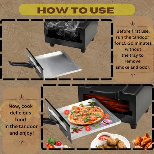 Image of Hot Grill 10-Inch Electric Tandoor with 1500W Stainless Steel Heating Element, Durable Metal Body for Grilling, Roasting & Baking, Compact Design for Home Use, Ideal for Tandoori Chicken, Naan, Kebabs