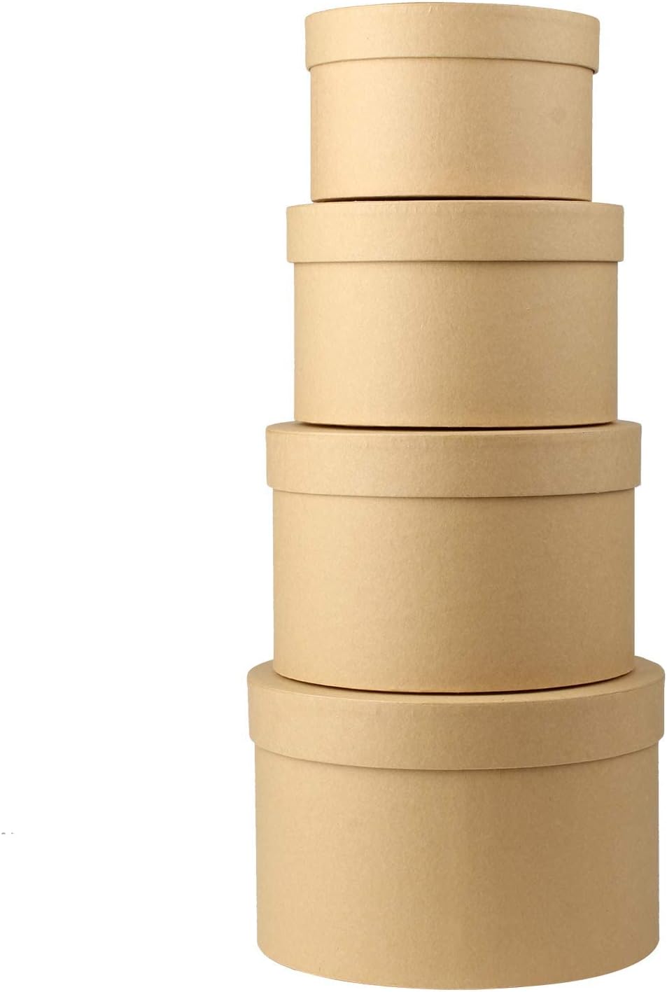 Round Gift Boxes with Lids Set of 4 Brown Gift Box Assorted Sizes Nesting Gift Boxes