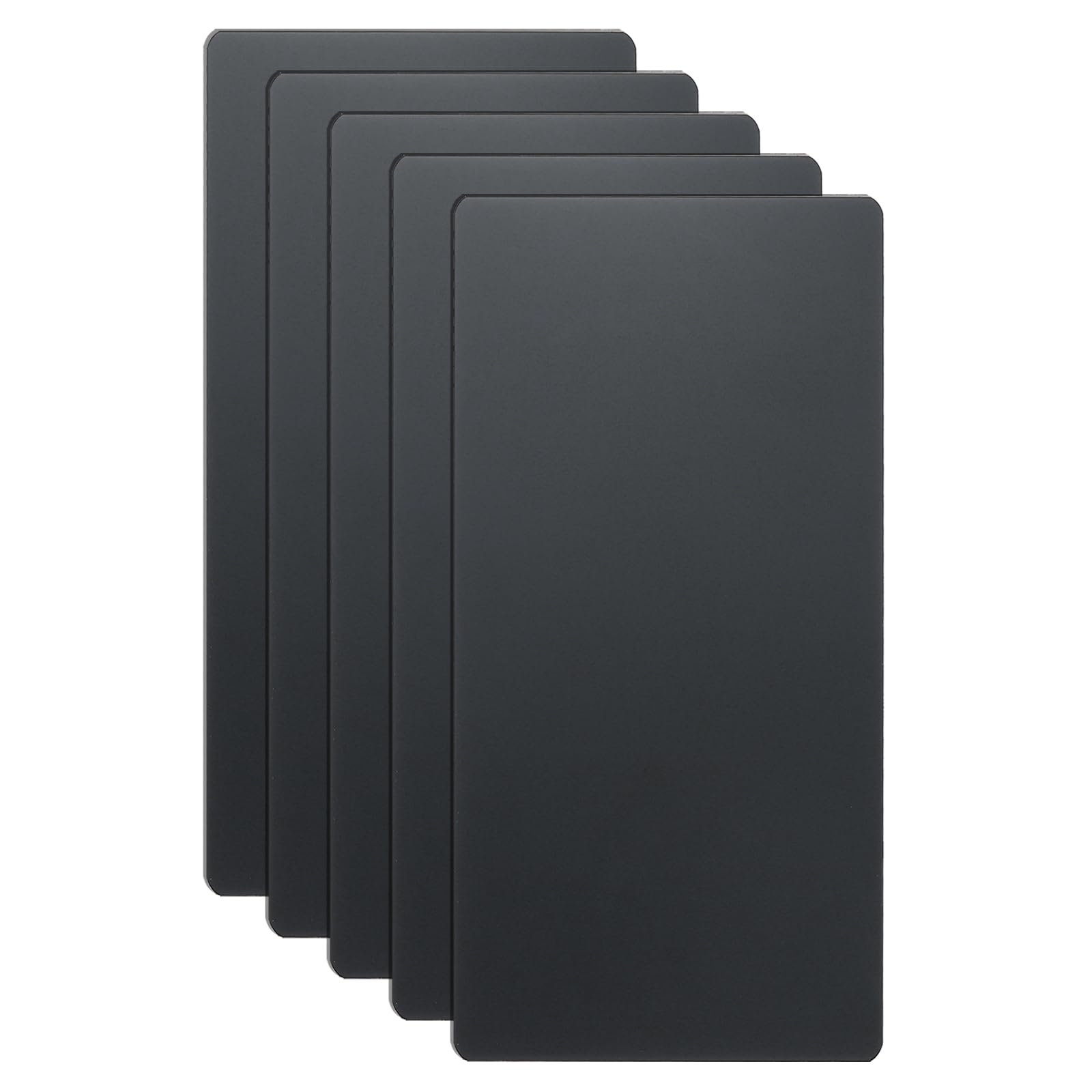 sourcing map 5pcs Metal Business Card 100 x 50 x 0.6mm 201 Stainless Steel Mirror Titanium Engrave Cards Custom Blank CNC Engrave Sheet for House Office DIY Gift Invitations, Black