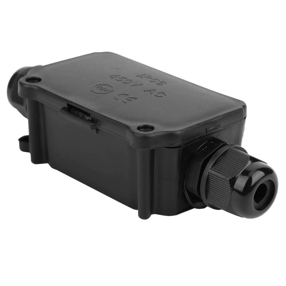 IP66 Waterproof Junction Box 2 Way Black Dustproof Distribution Cable Connector Case