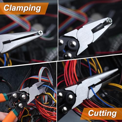 SPEEDWOX 3Pcs Compound Action Pliers Compound Pliers 6.5" Compound Action Diagonal Cutters Wire Cutters 7" Compound Action Lineman Pliers 8" Compound Action Long Nose Pliers with Safety Lock - Image 3