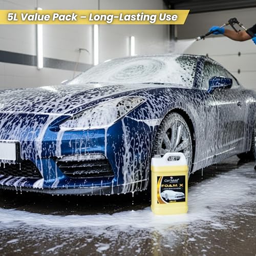Image of CAR SAAZ Foam X Car & Bike Wash Foam Shampoo 5L | High-Foam Car Shampoo for Deep Cleaning | pH Neutral, Thick Suds, High Efficiency | Long-Lasting Shine, Streak-Free Finish