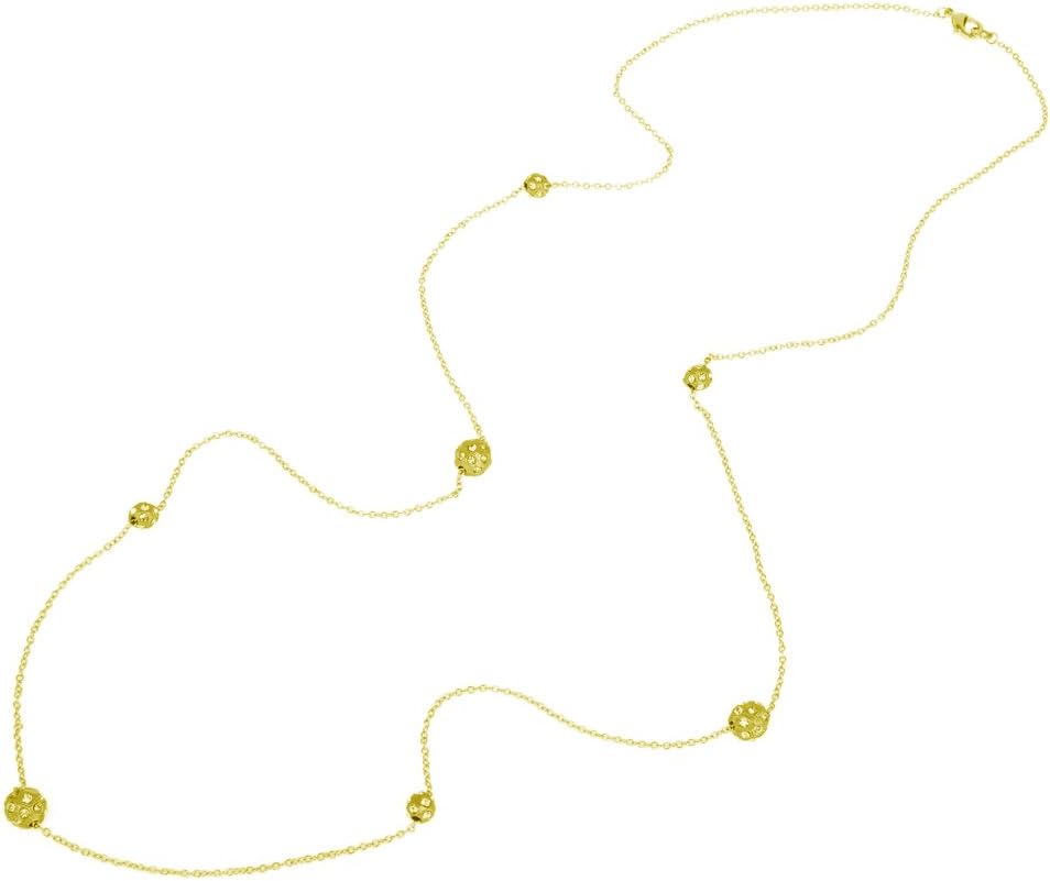 [Gift Box Included Simple Yet Elegant Pave Crystal Rhinestone Ball Shaped Long Necklace - Premium Quality - 2 Colors