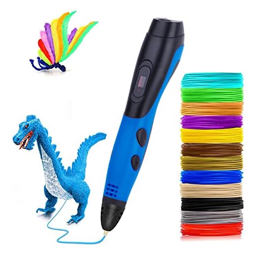 Pluma de Impresión 3D, Bolígrafo 3D Profesional con Pantalla LCD, Temperatura Ajustable/8 Velocidad, Lápiz 3D Compatibles PLA e ABS Filamentos, para Niños, Adultos, Artista, Navidad, Cumpleaños,Azul