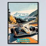 Vintage Style Grand Prix Auto Racing Poster - Austria-JUILLET 2017-30th Austrian Grand Prix- Race Unframed Wall Art Print Poster For Gifts and Wall Art Decor for Living Room, Office kDCxd1