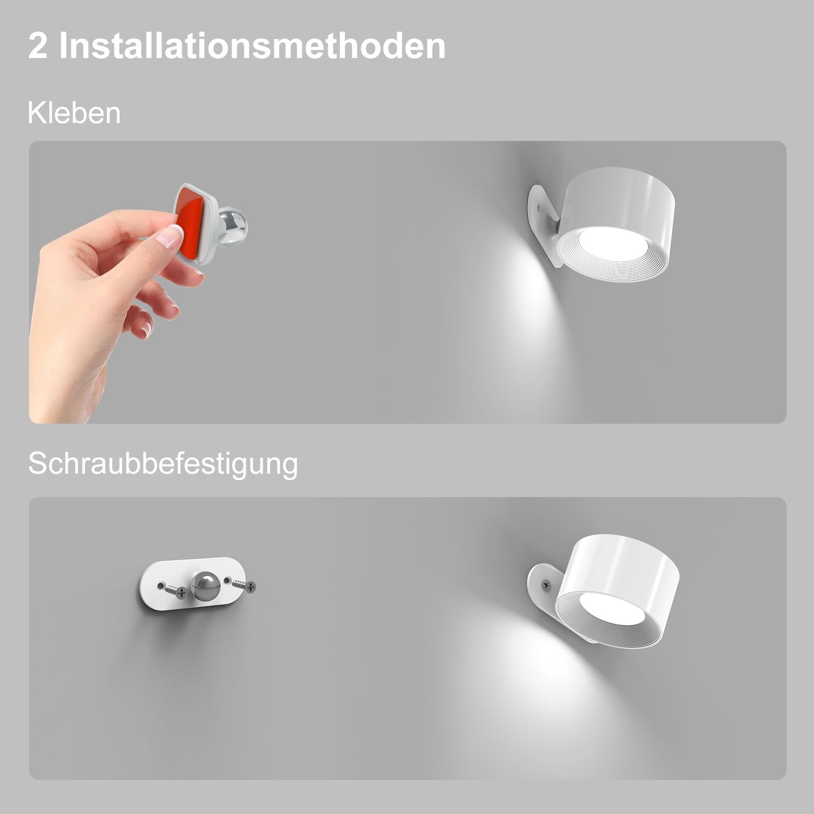 FULEN 4 stuks led-wandlamp voor binnen, wandlamp met 8000 mAh batterij