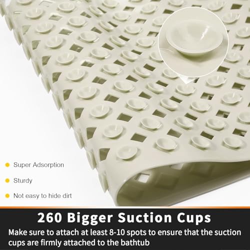 Image of Door mat Bathroom mats Anti Slip for Entrance Floor Foot Skid Bathtub Bath Shower Suction Cups (Beige 70x40cm)