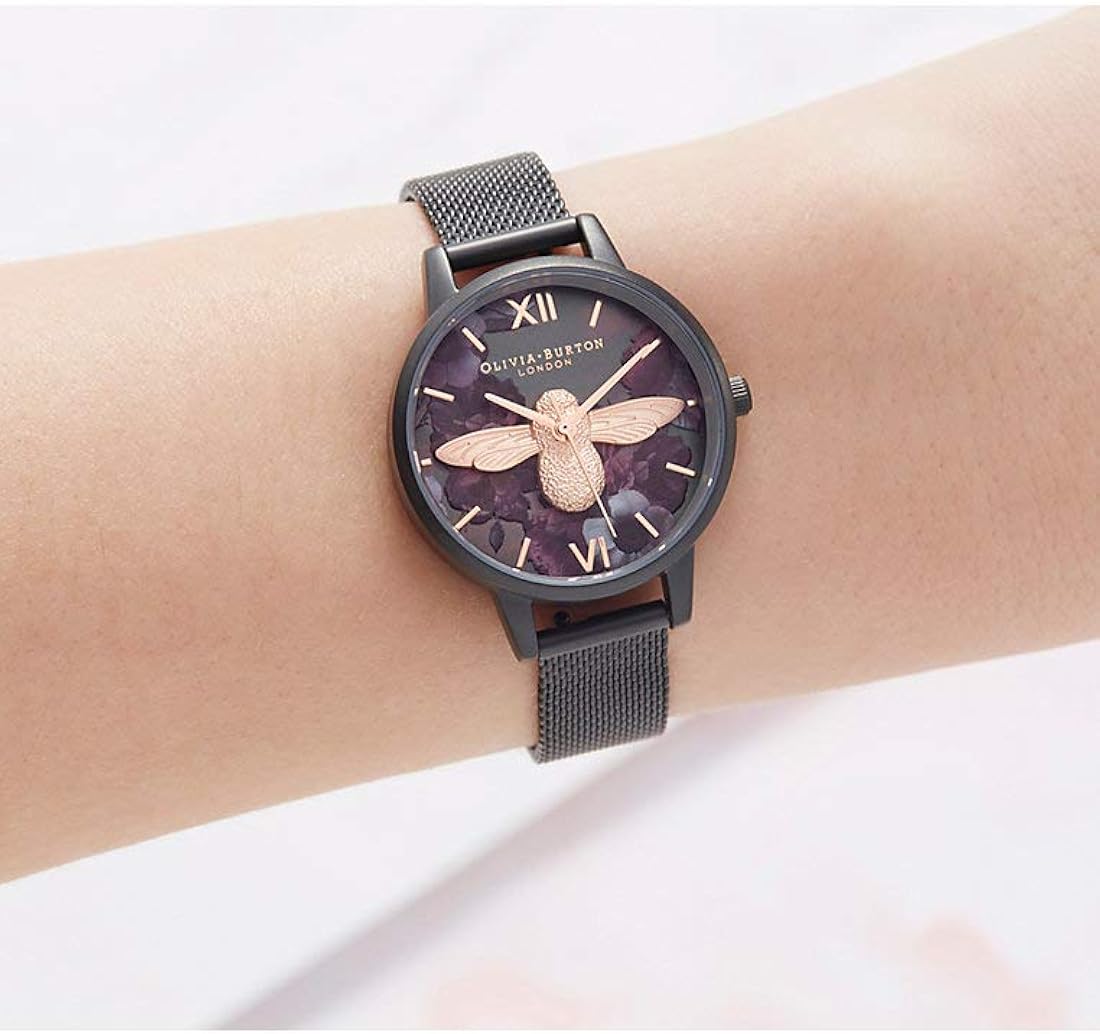 Olivia Burton - Orologio da polso analogico al quarzo, taglia unica, colore: Nero, Bracciale Olivia Burton - Orologio da polso analogico al quarzo, taglia unica, colore: Nero, Bracciale