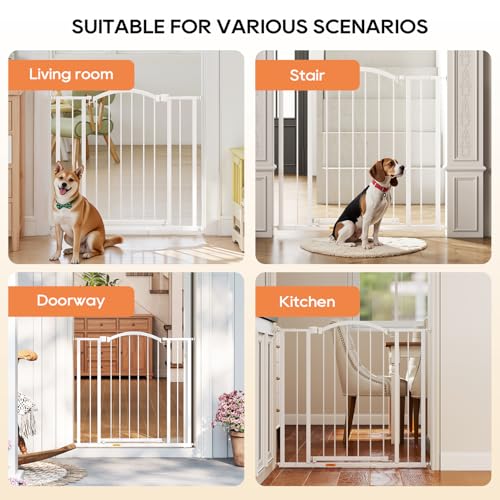 Image of BestPet 36 inchTall Arched Decor Walk-Through Dog Gate for Stairs & Doorways, Fits 28.5 inch-39.7 inch Wide Openings,Metal Pet Gate for Indoor Use,Adjustable Safety Gates for Pets,White