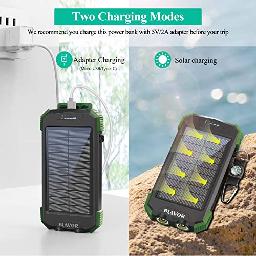 Two Pack Of Solar Phone Charger Power Bank 10,000Mah Solar Powered Battery Charger External Backup Battery (Dark Green, Orange) #TOP7