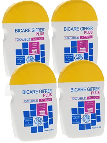 Gifrer Bicare Plus Double Action Bicarbonate de Soude + Bromélaïne - Lot de 4 x 60 g by Gifrer