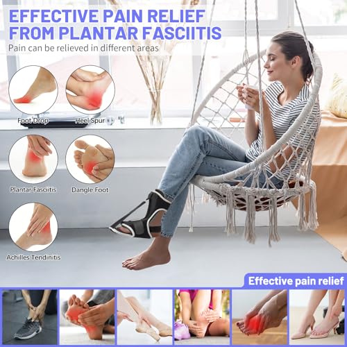 Podowo Plantar Fasciitis Night Splint Upgraded Plantar Fasciitis Brace for Women Men Plantar Fasciitis Relief Achilles Tendonitis Foot Drop Heel Pain Black - Image 3