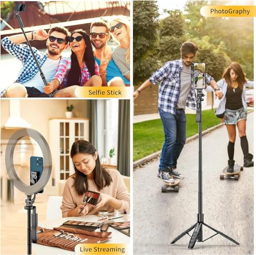 Image of Prolet 3-in-1 Long Selfie Stick Tripod Stand 153cm - Extendable Phone Tripod with Bluetooth Remote, 360 Rotation, Portable for iPhone & Android, Vlogging, Selfies, Video Recording, YouTube & TikTok