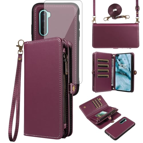 Étui OnePlus Nord 1 en cuir PU premium violet avec clapet magnétique