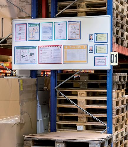 Franken Aushangrahmen PRO DIN A3, Selbstklebender Info-Rahmen, 2 Stück, Hoch und Querformat, Transparente Hartfolie mit magnetischem Verschluss, Rot, AR15012