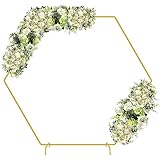 7.2FT Hexagon Wedding Arch, Metal Arch Backdrop Stand for Wedding Party Decoration Graduation Anniversary Baby Shower Background, Indoor Outdoor Backdrop Frame Decoration(Golden)