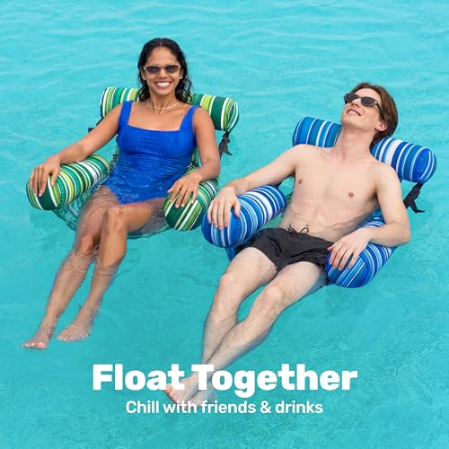 Sloosh Aufblasbare Wasser Pool Luftmatratze für Erwachsene, 2er schwimmende Pool-Flöße, Aufblasbare Pool-Schwimmsitze für Erwachsene, Schwimmstuhl für Partys, Sommer,Wasser, Strand