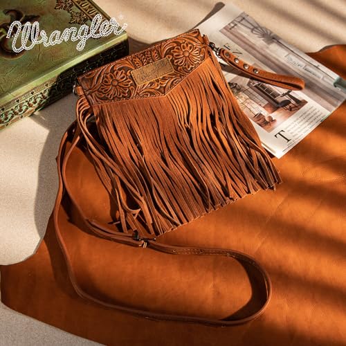 wrangler crossbody small purse for women wristlet fringe bag western purse
