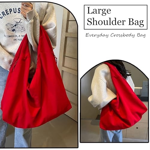 Slouchy Tote Bag Nylon Solid Pleated Handbag Large Hobo Bags for Women Multipockets Crescent Shoulder Bag2