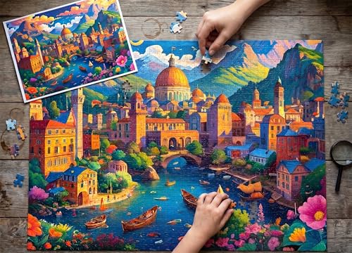 Image of Dreamland Jigsaw Puzzle (500 Pieces) for Adults & Teens Cardboard | Fantasy Land Artwork | XXL Pieces | Brain Exercise, Stress Relief & Reduce Screentime |