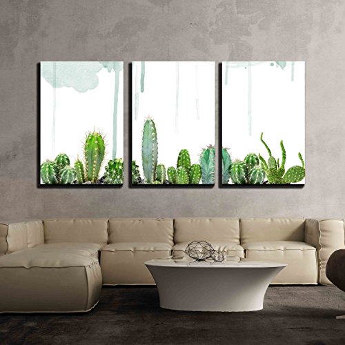 wall26 - 3 Piece Canvas Wall Art - Various Cacti on Watercolor Background - Modern Home Art Stretched and Framed Ready to Hang - 16"x24"x3 Panels wall26 - 3 Piece Canvas Wall Art - Various Cacti on Watercolor Background - Modern Home Art Stretched and Framed Ready to Hang - 16"x24"x3 Panels