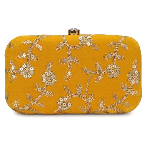 Image of LONGING TO BUY Hand Crafted Designer Box Clutch - Zari Embroidery For Women