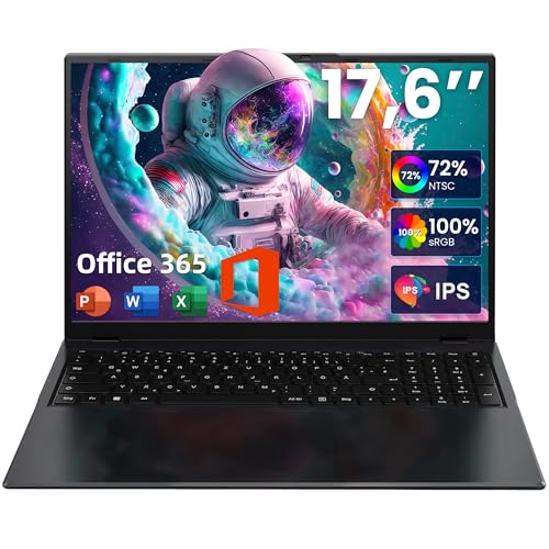 jumper Laptop 17,6 Zoll, Celeron Quad core, 16GB RAM 512GB SSD + 128GB eMMC, 100% sRGB FHD Display, QWERTZ Leuchtende Tastatur, 7000mAh, Notebook für Studenten und Unternehmen.