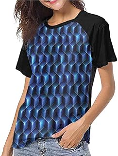 Navy Blue Women's Short Sleeve S-XXL(This is for Size Large) Contemporary Style Cubes