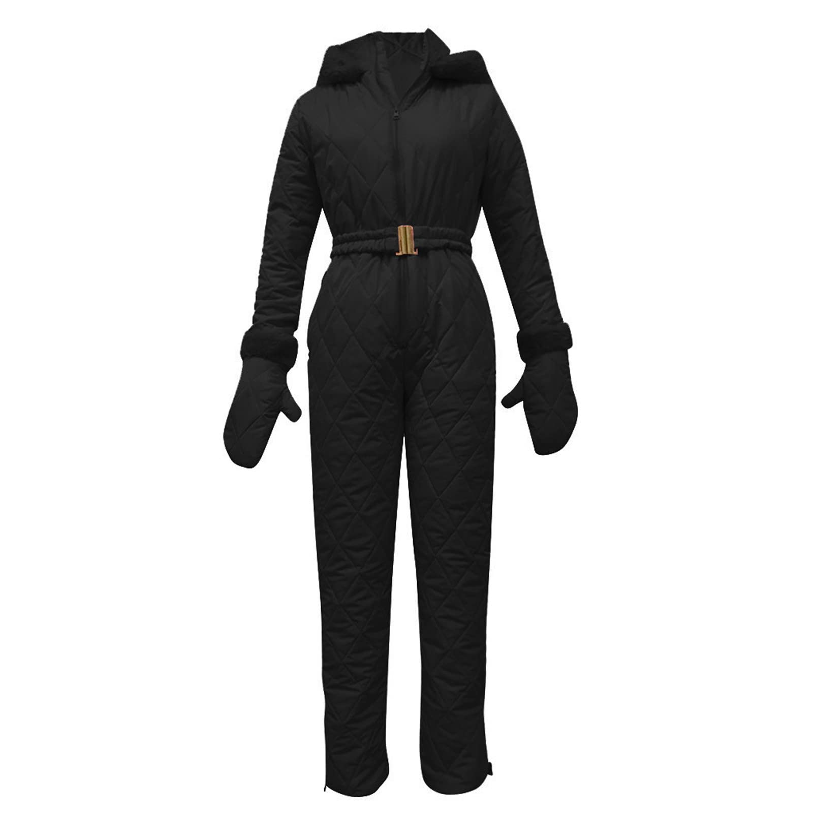 Schneeanzug Damen Winter Warme Skianzug Frauen 2 Teilig Einteiliger Ski Overall Outdoor Skibekleidung Sport Mit Fellkapuze Jumpsuit Reißverschluss Schneeoverall Set Wasserdicht Snowboarden