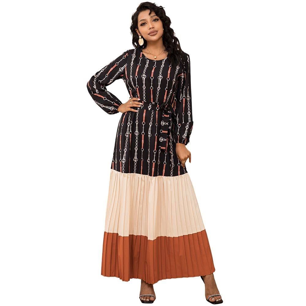 FridayInWomen's A-Line Short Sleeve Summer 3-color stitching Fashion Scoop-Neck T-Shirt Long Dresses