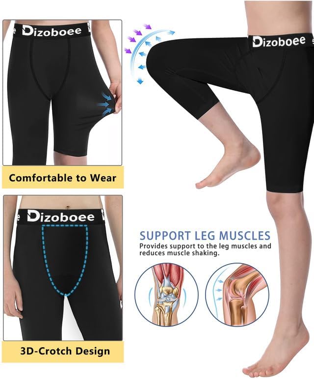 Youth Boys Compression Pants One Leg 3/4 Athletic Leggings for Sports Kids Basketball Tights Football Baseball Pants - Image 4