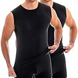HERMKO 16040 2er Pack Herren Muskelshirts mit Rundhals, Unterhemd mit Modal, Größe:D 7 = EU XL, Farbe:schwarz