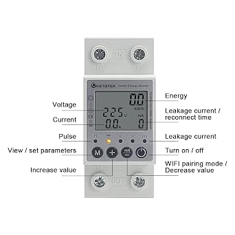 KETOTEK Smart Energy Meter Single Phase Electric Meter KWh Meter 1(63) A 100-265V Din Rail Electricity Meter Digital Power Consumption Monitor with Smart Life/Tuya App