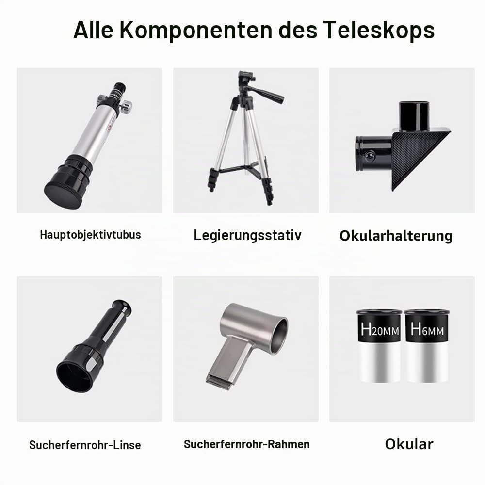Refraktor Teleskop Kinder Einsteiger Tragbar 60 mm Teleskop Astronomie Fernrohr teleskope mit Stativ Sternfinderlinse für Astronomie Anfänger Kinderteleskop Set Wissenschaft Spielzeug